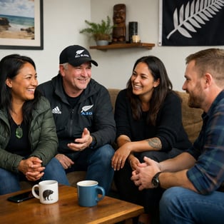 photographic A team talking together sitting on couches looking engaged but relaxed People from New Zealand-1