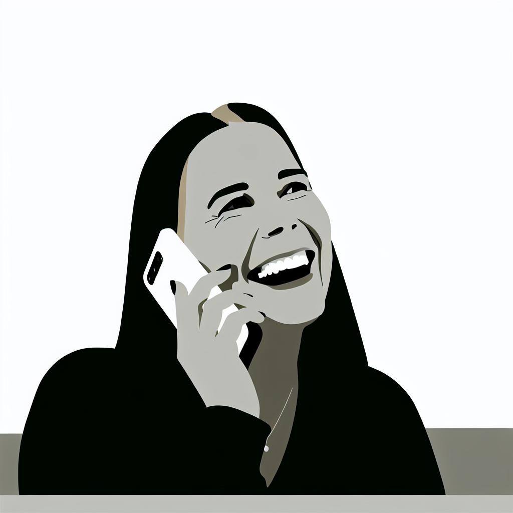 Woman on the phone looking happy